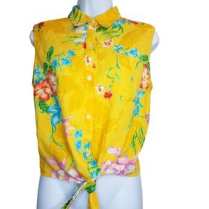 LAUREN RAPLH LAUREN Women's Top Shirt Yellow Pink Blue Red Green Floral Size L
